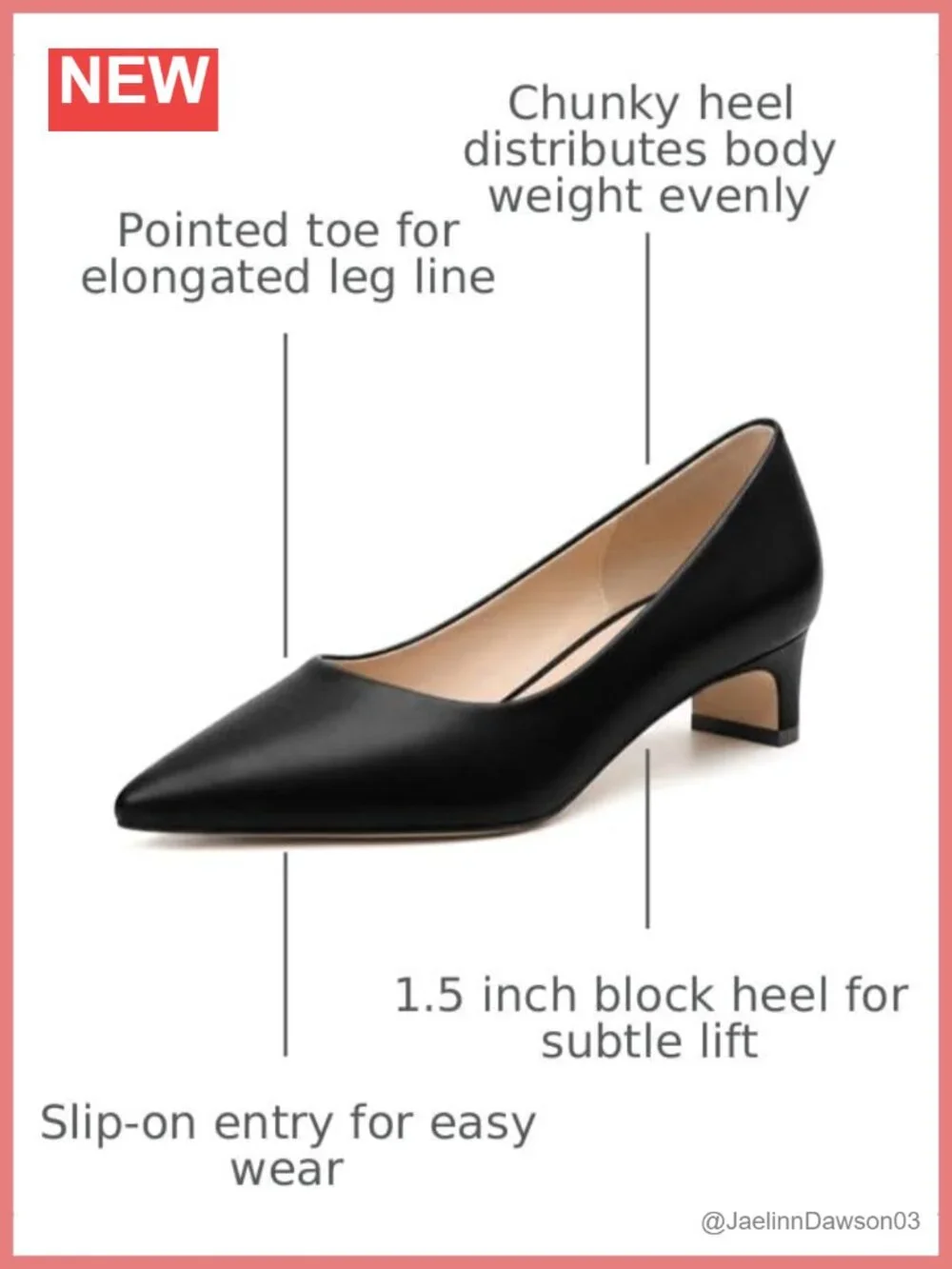 Chunky Heels for Women Closed Pointed Toe Low Block Heel Pumps Slip on Dress
